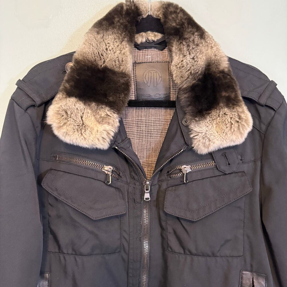 Adhoc Sport Utility Jacket Mens L/Xl Black Fur Collar Pockets Full Zip Outdoor View 5